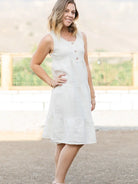 Linen Sleeveless Dress with 3 buttons, L/XL - Splendid Iris