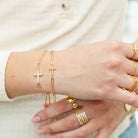 Delicate Cross Pulley Bracelet - Splendid Iris