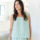 Linen Boxy Tank w/Button Back - Splendid Iris