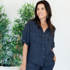 Linen Camp Shirt - Splendid Iris