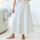 Linen Long Tiered Skirt - Splendid Iris