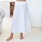 Linen Long Tiered Skirt - Splendid Iris