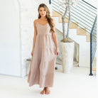Long Tiered Spaghetti Strap Dress - Splendid Iris
