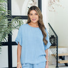 Lyocell Boxy Short Sleeve with Button Back - Splendid Iris