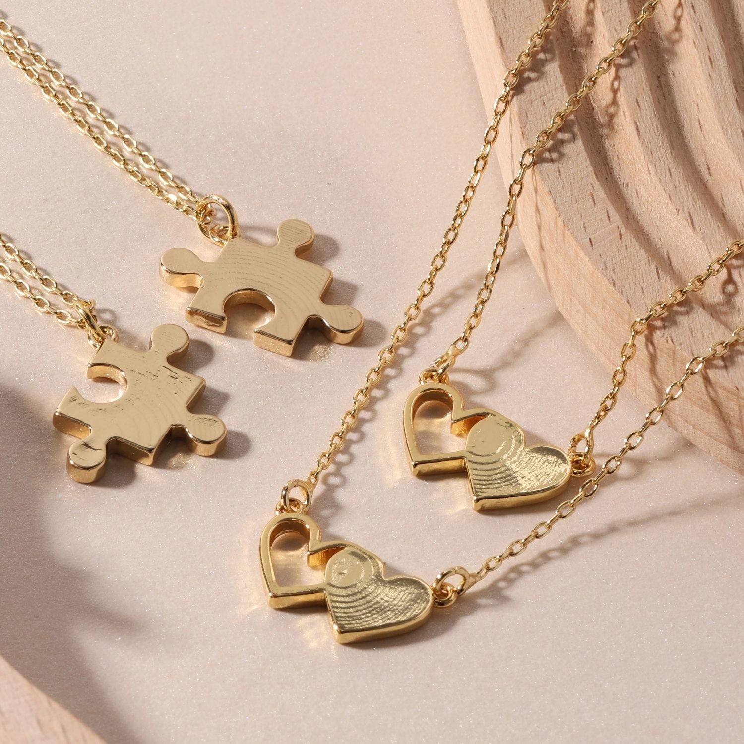 BFF Necklaces - Pair of Side by Side Hearts - Splendid Iris