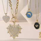 Large Pave Toggle Heart Necklace - Splendid Iris