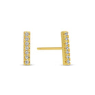 Gold earrings with small diamonds on a white background