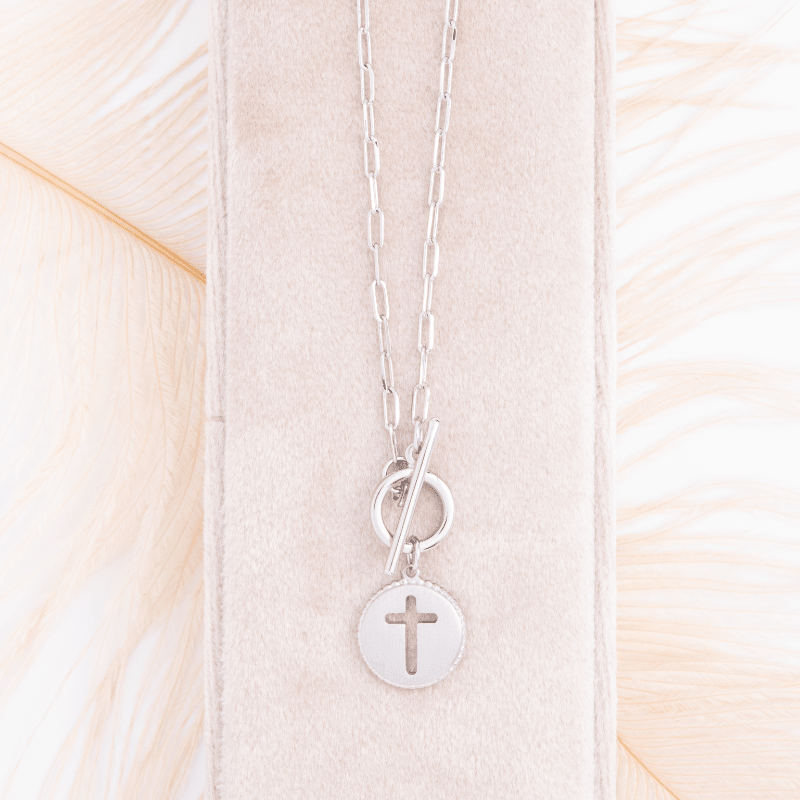 Cross Paperclip Toggle Necklace - Splendid Iris