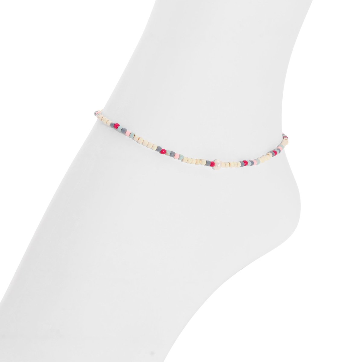 Cotton Candy Stretch Seed Bead Anklet - Splendid Iris