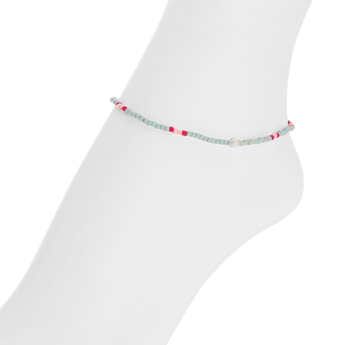 Cotton Candy Stretch Seed Bead Anklet - Splendid Iris