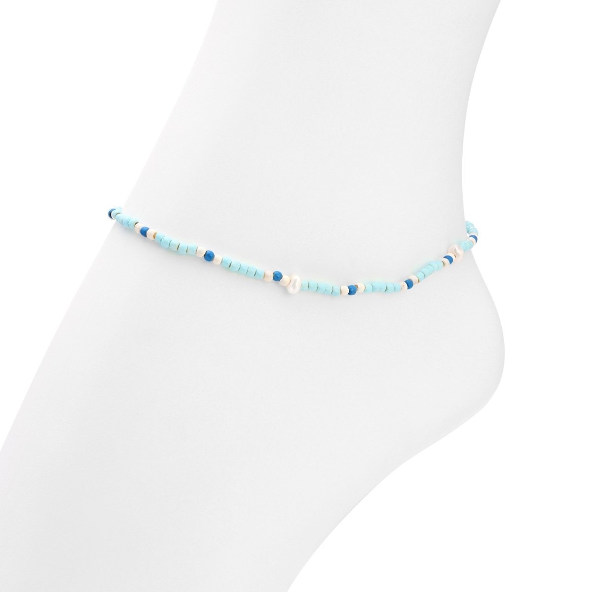 Ocean Breeze Stretch Seed Bead Anklets - Splendid Iris