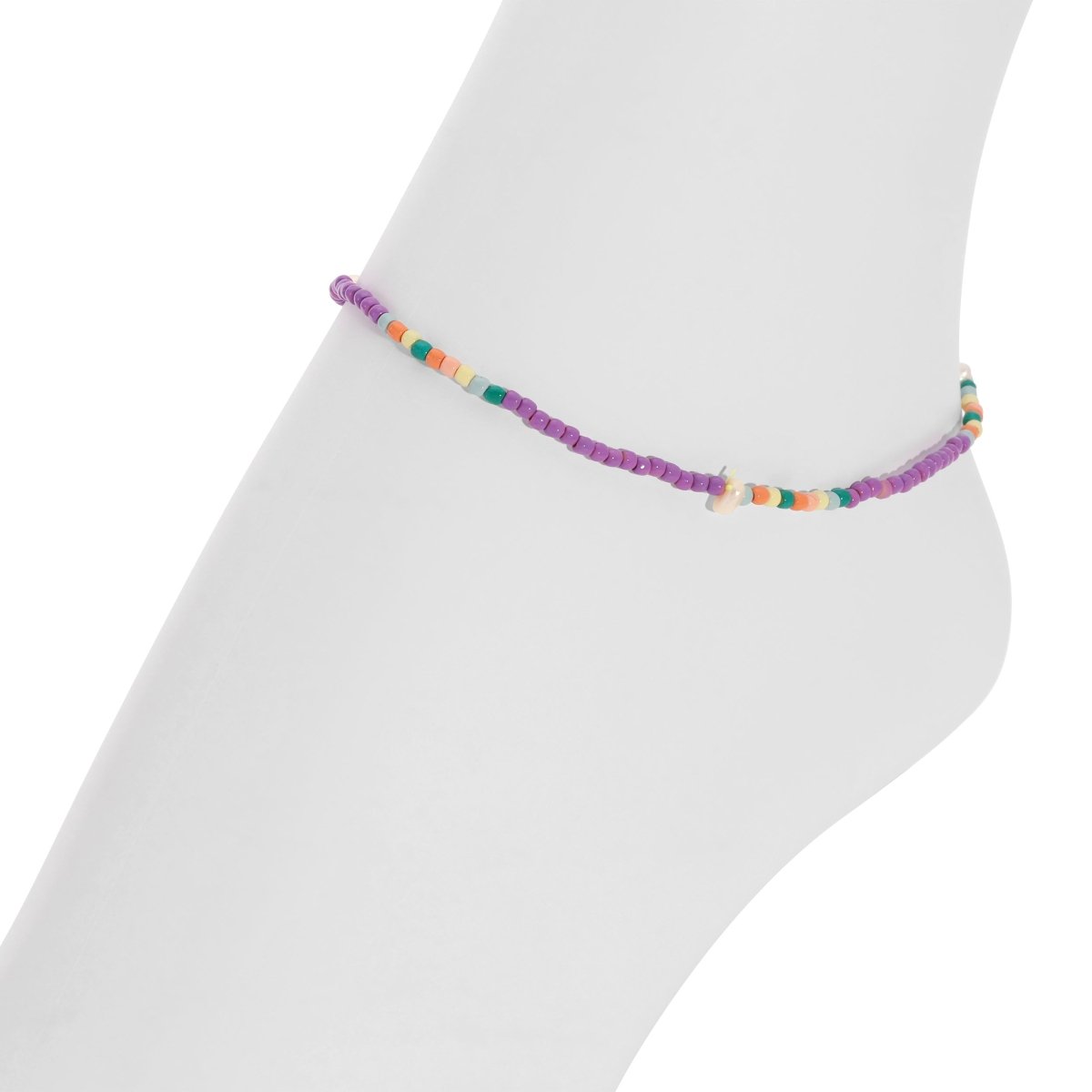 Island Oasis Stretch Seed Bead Anklet - Splendid Iris