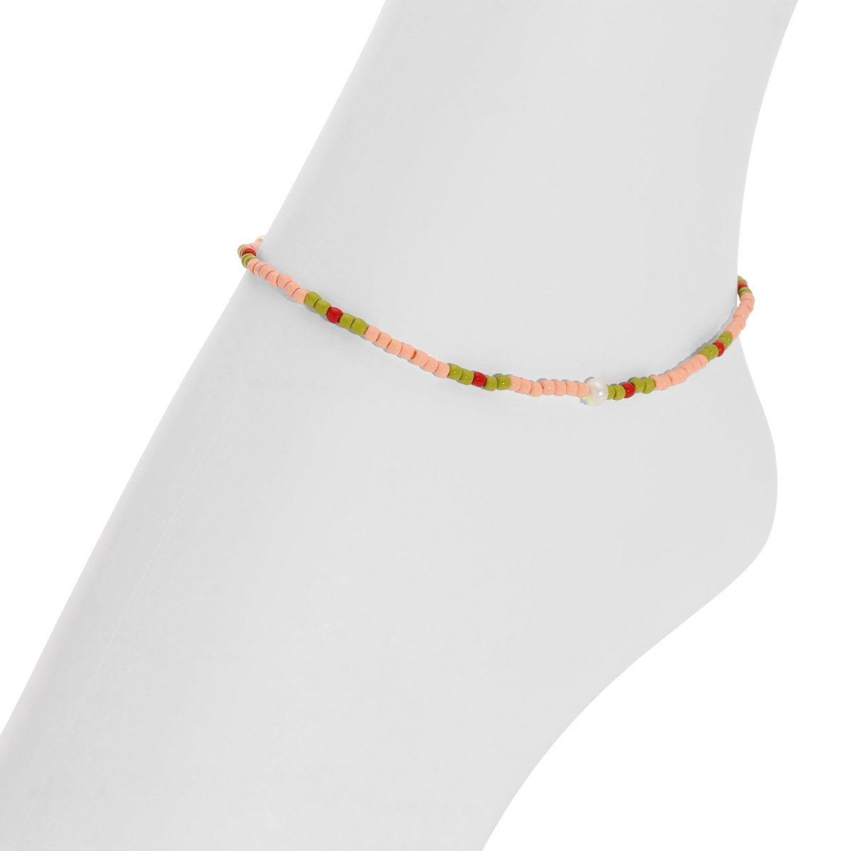 Strawberry Shortcake Stretch Seed Bead Anklet - Splendid Iris