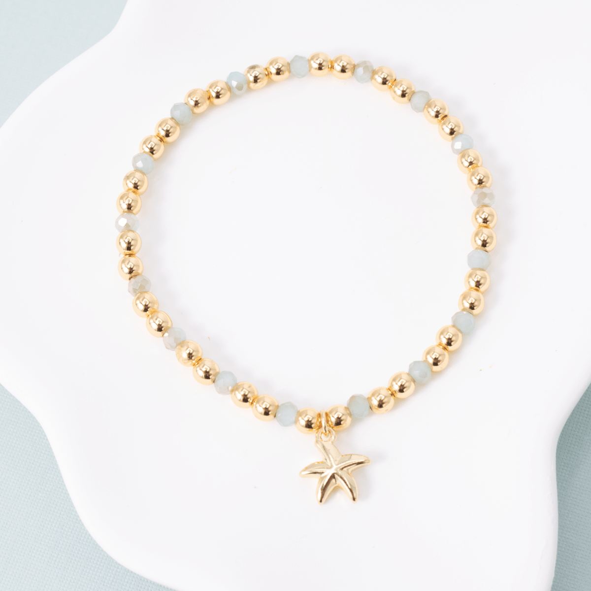 Starfish Charm Beaded Stretch Bracelet - Splendid Iris