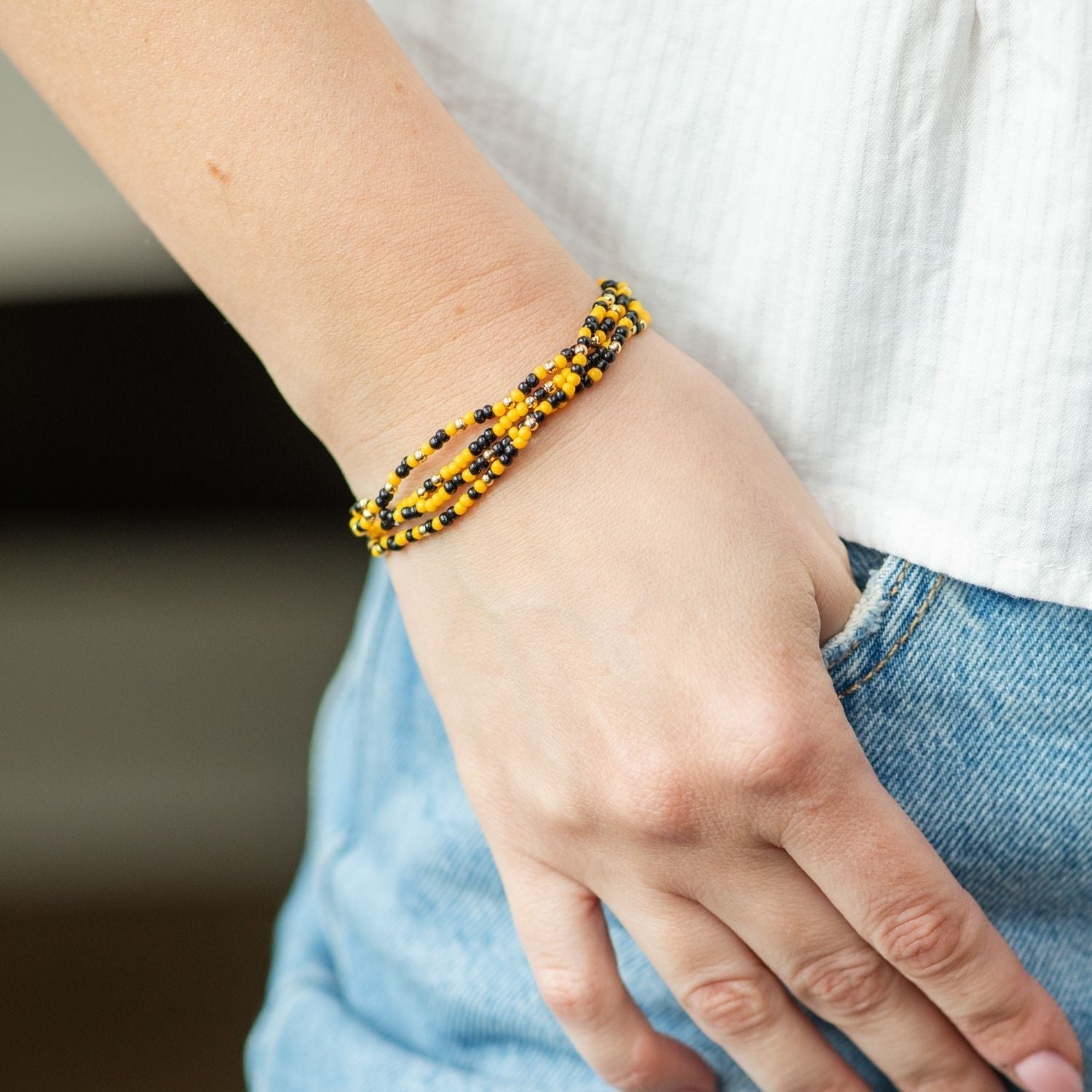 Set/4 Stretch Beaded Game Day Bracelets - Splendid Iris