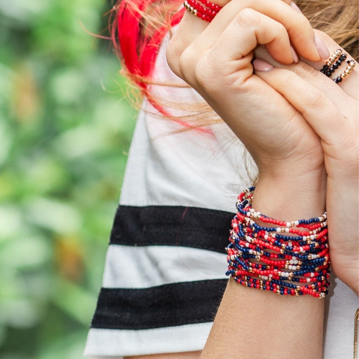 Set/4 Stretch Beaded Game Day Bracelets - Splendid Iris