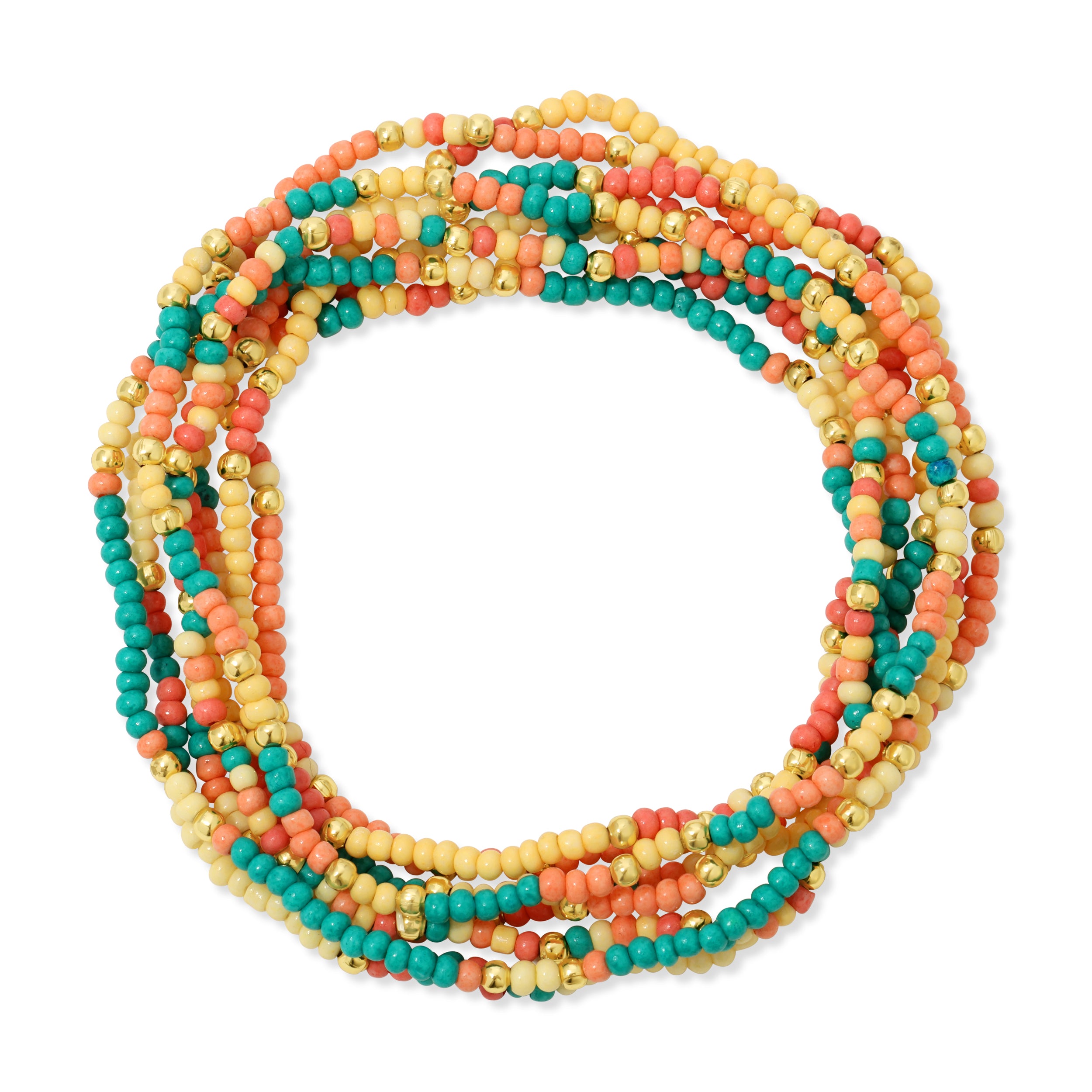 Set/8 Assorted 2mm Gold Seed Bead Bracelets - Splendid Iris