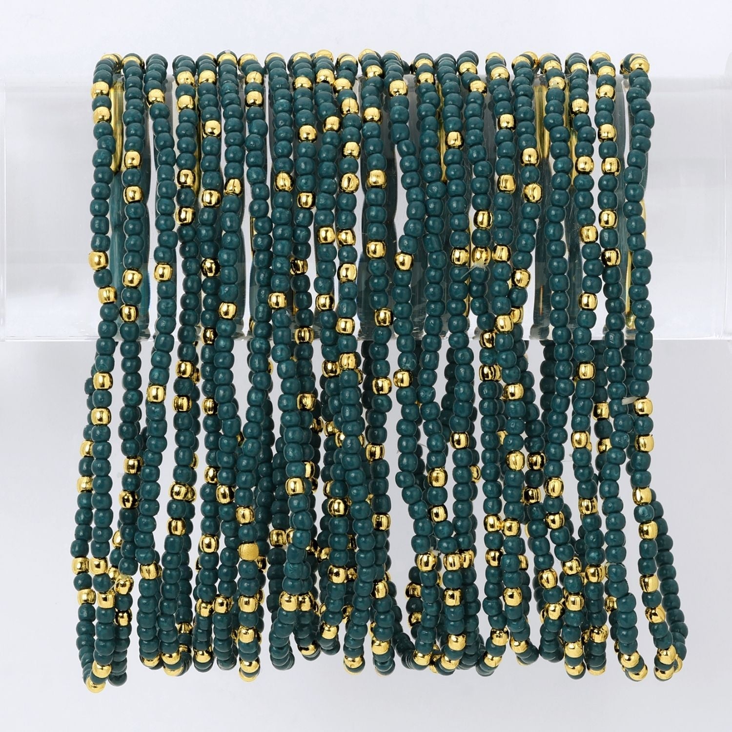 Set/4 Solid Color 2mm Seed Bead Bracelets - Splendid Iris