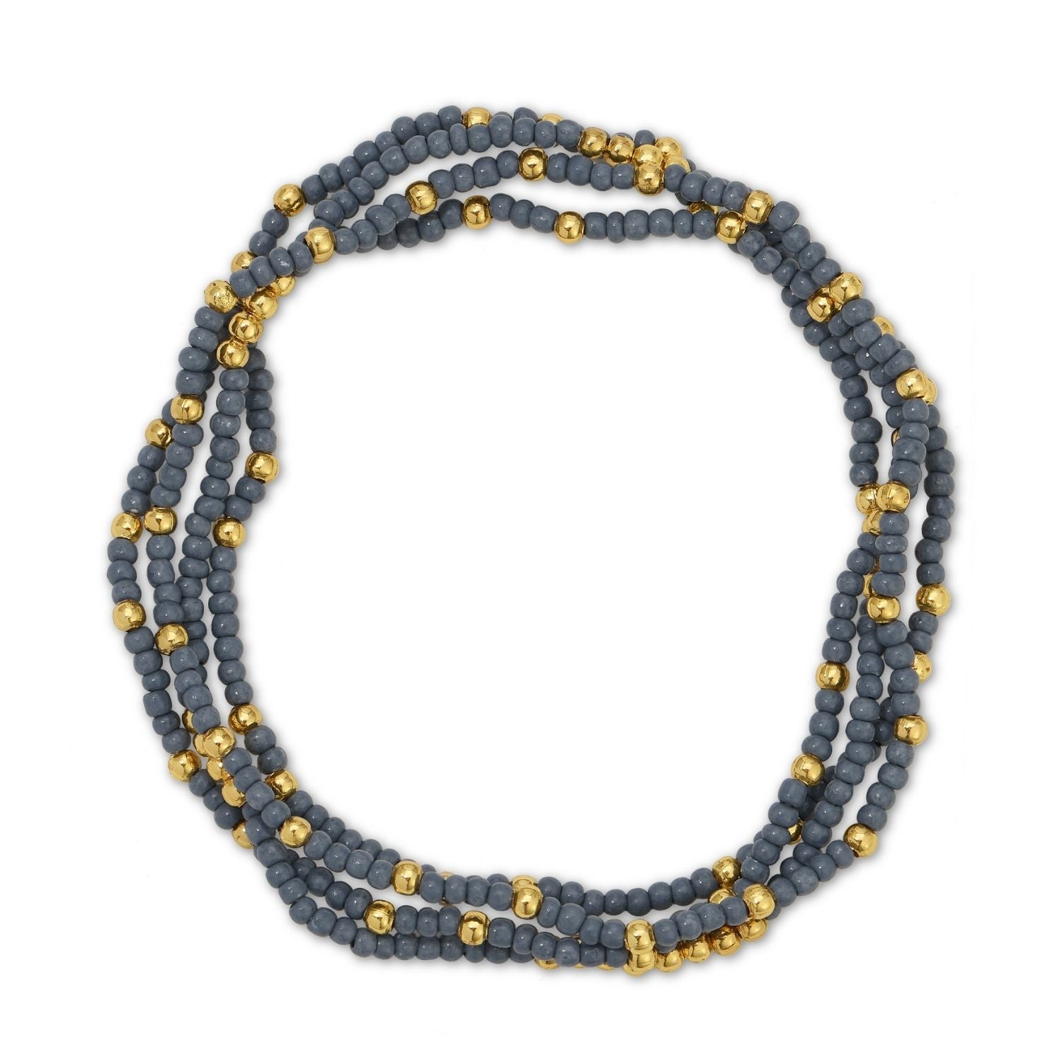 Set/4 Solid Color 2mm Seed Bead Bracelets - Splendid Iris