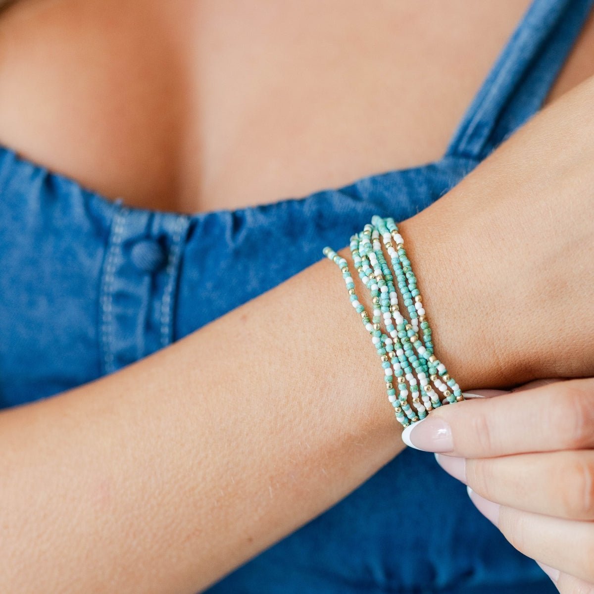 Set/8 Natural - Inspired Seed Bead Bracelets - Splendid Iris