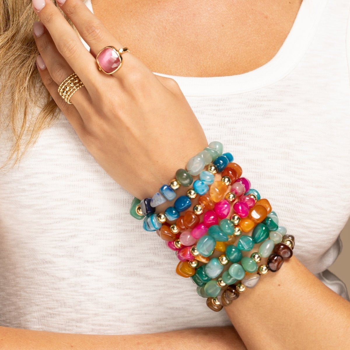 Bold Tumbled Stones Statement Bracelet - Splendid Iris