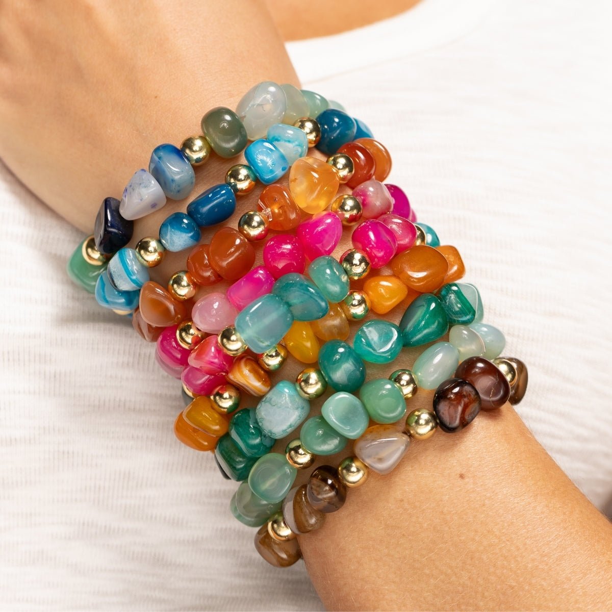 Bold Tumbled Stones Statement Bracelet - Splendid Iris