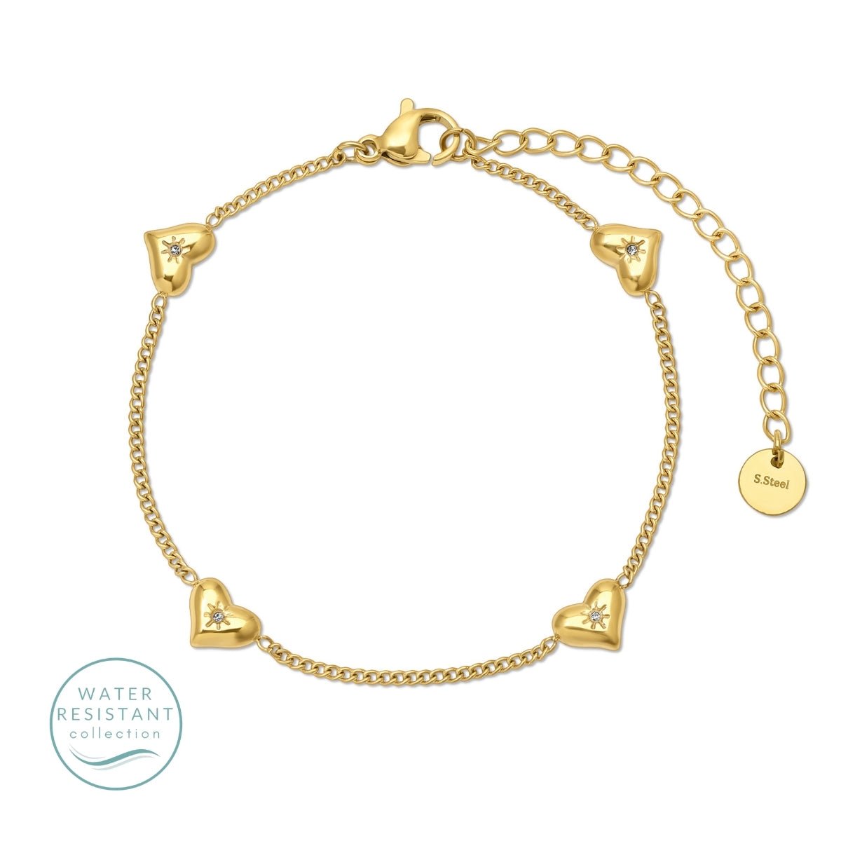Multi - Heart Bracelet, Water Resistant - Splendid Iris