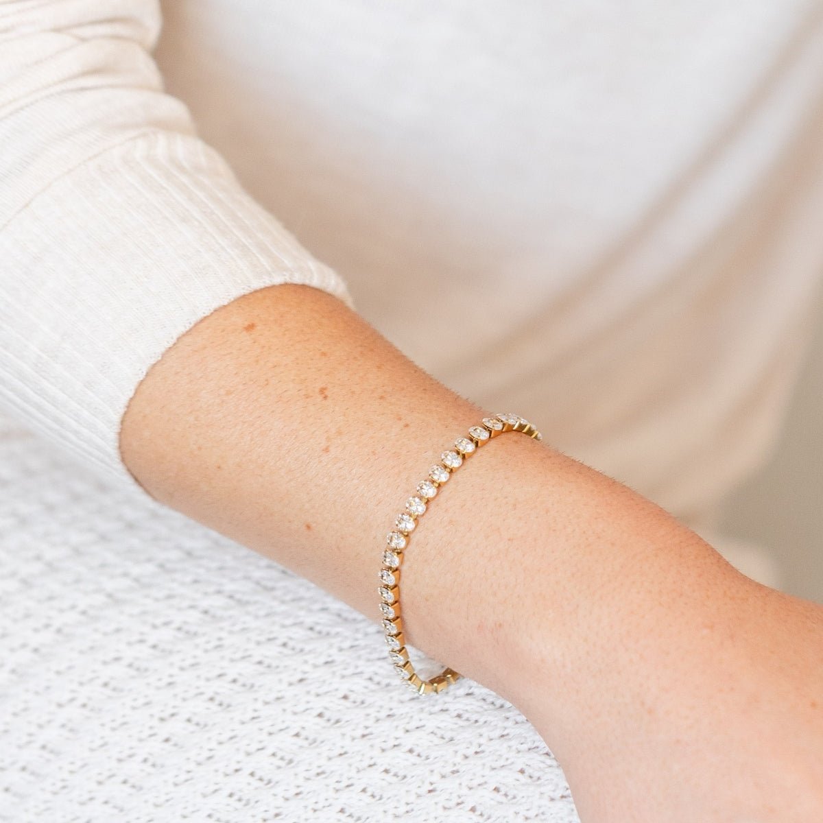 Oval Cubic Zirconia Tennis Bracelet, Water-Resistant - Splendid Iris
