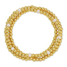 Set of 3 Beaded Bracelets with Real Pearl Accent - Splendid Iris