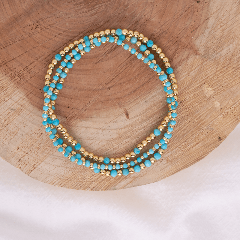Set/3 Turquoise Beaded Bracelets - Splendid Iris