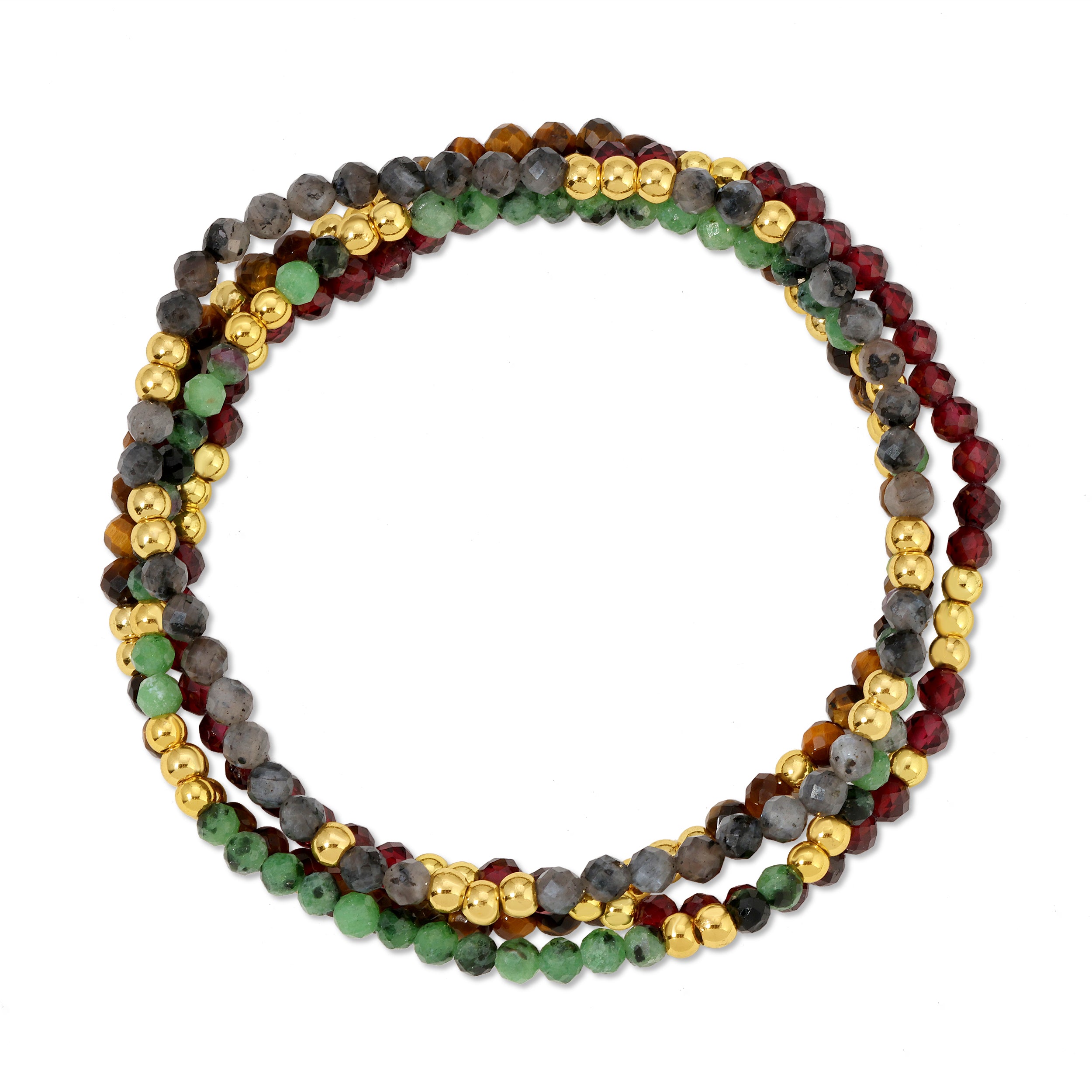 Set/4 Stretch Stone Bracelets - Splendid Iris
