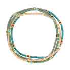 Set/4 Stone Accented Miyuki Delica Stretch Bracelets - Splendid Iris