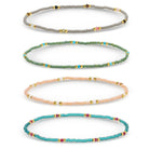 Set/4 Stone Accented Miyuki Delica Stretch Bracelets - Splendid Iris