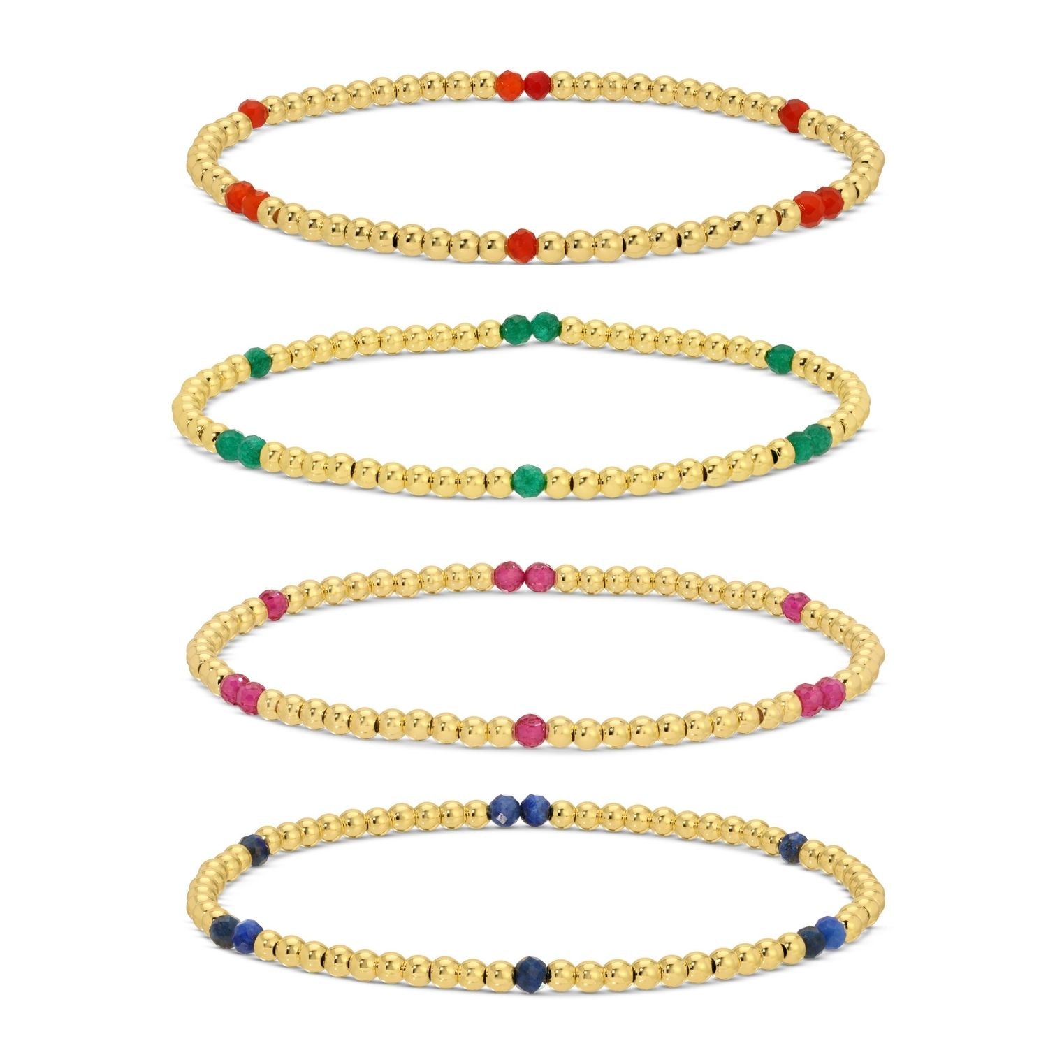 Set/4 3mm Jewel Tone Stretch Bracelets - Splendid Iris
