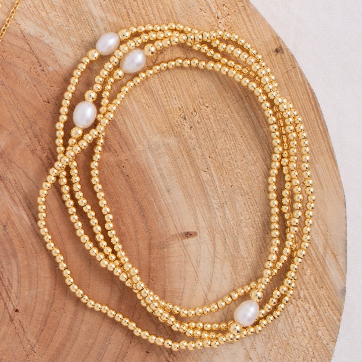Minimal Pearl Gold Bead Bracelet - Splendid Iris