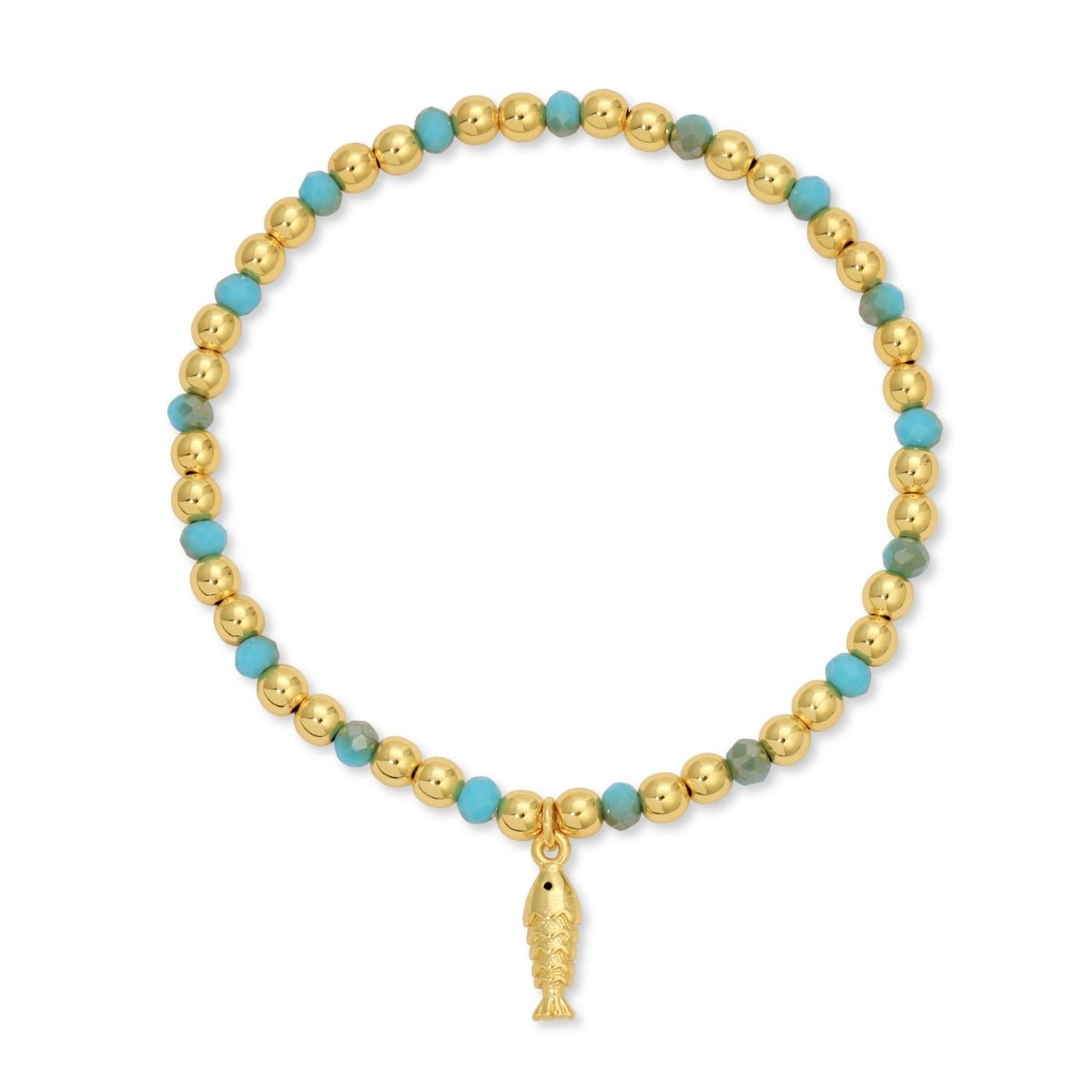 Fish Charm Beaded Stretch Bracelet - Splendid Iris