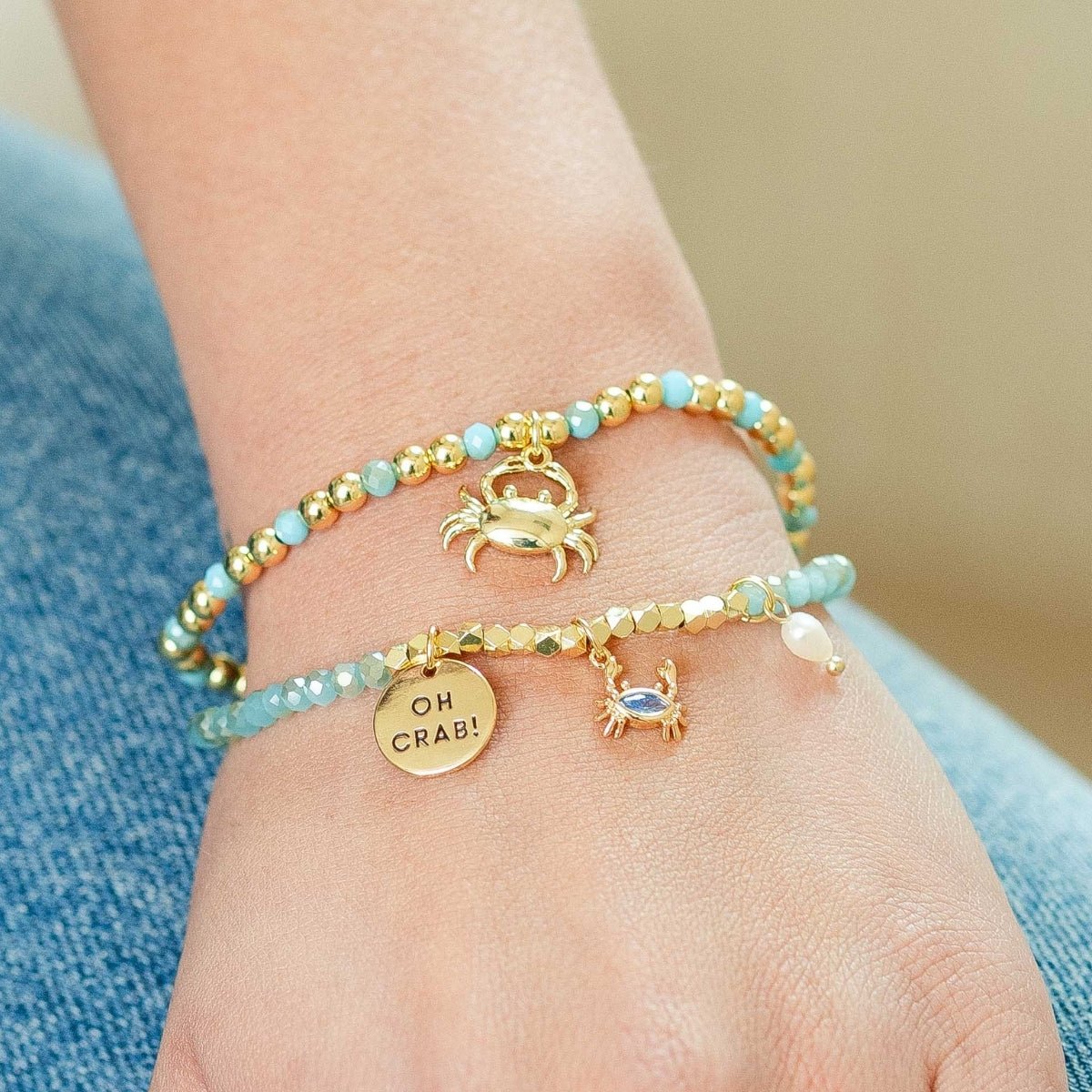 Oh Crab! Blue Crab Stretch Charm Bracelet - Splendid Iris