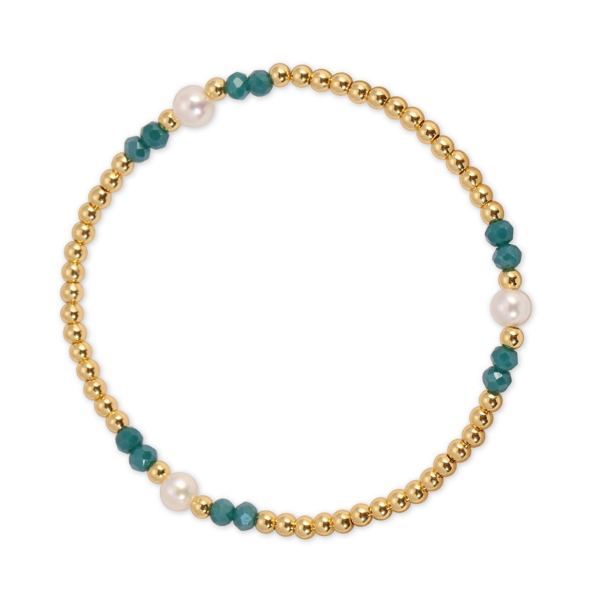 Beaded Crystal & Pearl Stretch Bracelet - Splendid Iris
