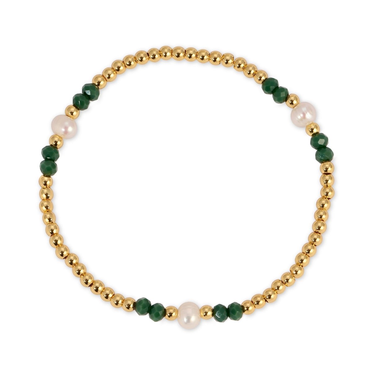 Beaded Crystal & Pearl Stretch Bracelet - Splendid Iris