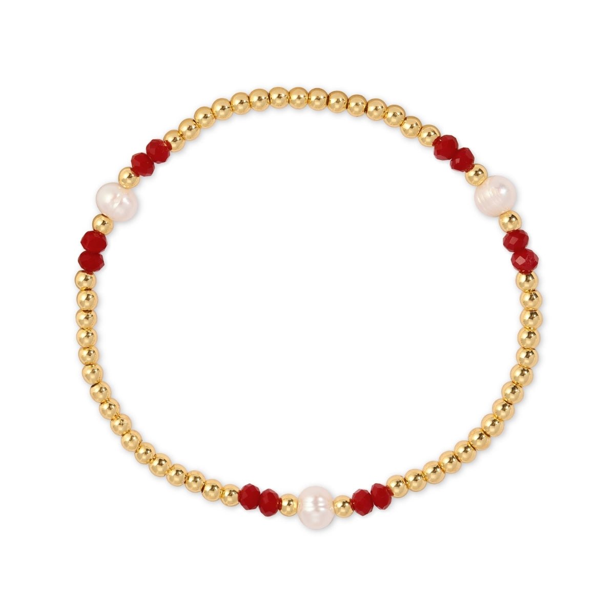 Beaded Crystal & Pearl Stretch Bracelet - Splendid Iris