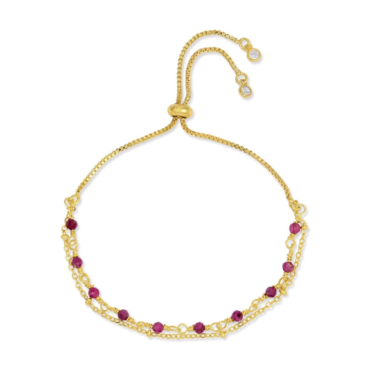 Layered Delicate Stone Pulley Bracelet - Splendid Iris