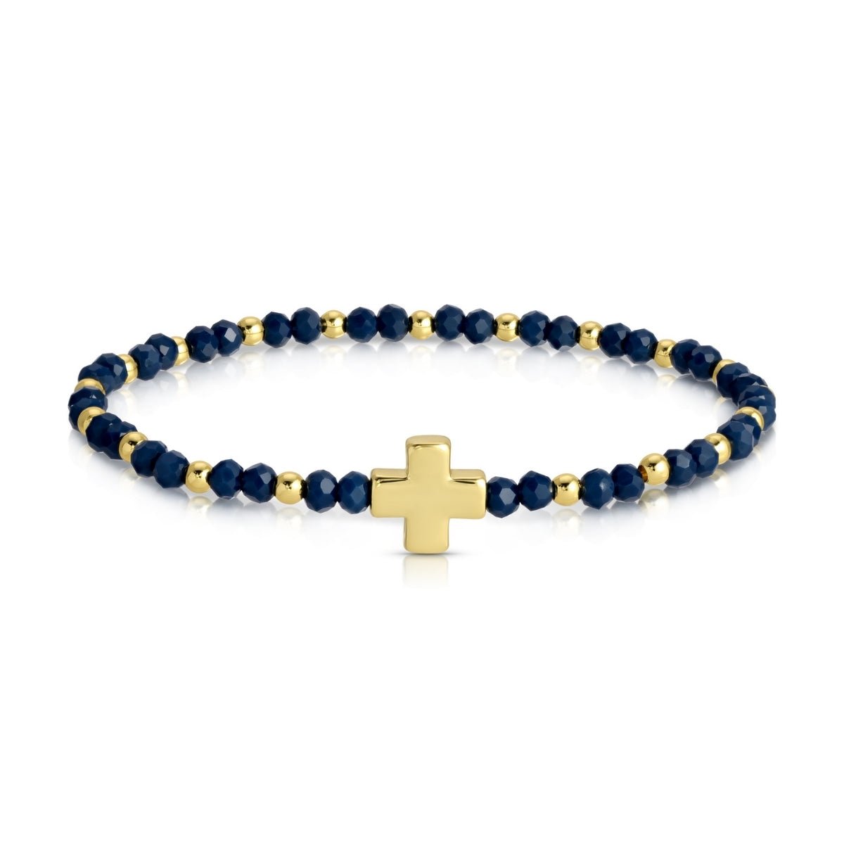 Colorful Balanced Cross Beaded Stretch Bracelet - Splendid Iris