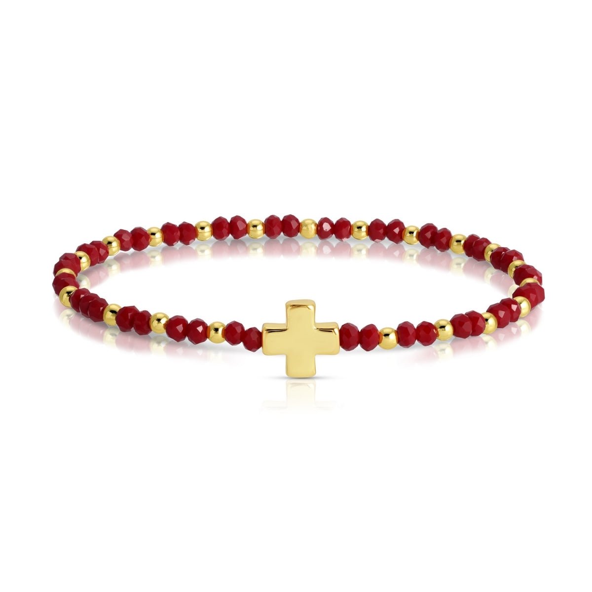 Colorful Balanced Cross Beaded Stretch Bracelet - Splendid Iris