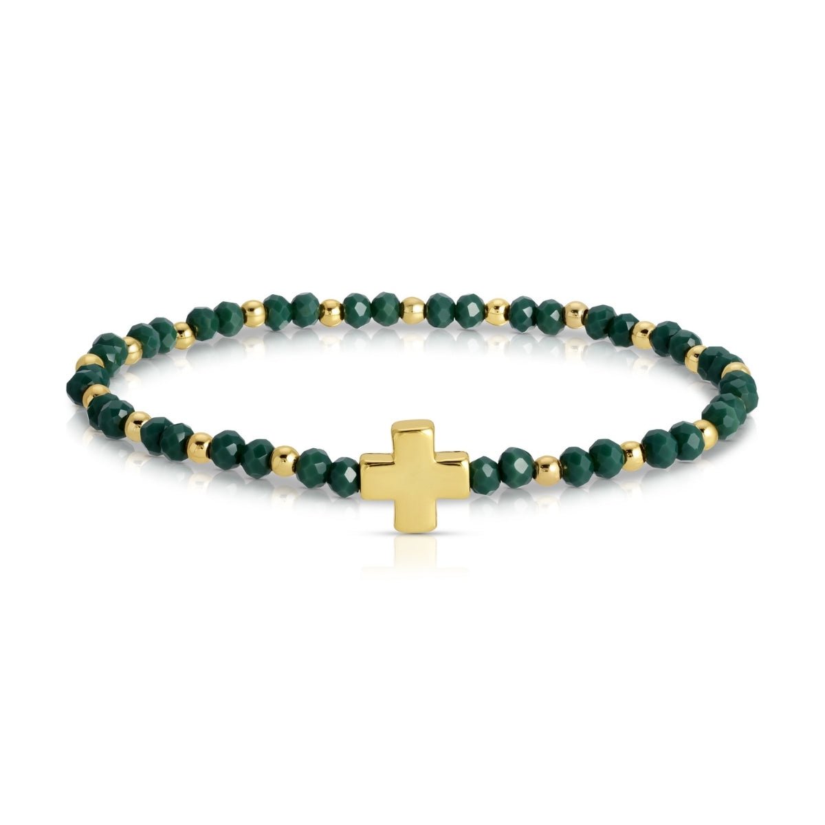 Colorful Balanced Cross Beaded Stretch Bracelet - Splendid Iris