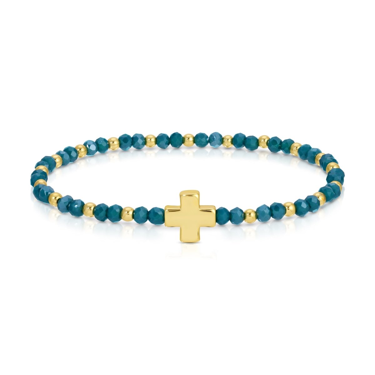 Colorful Balanced Cross Beaded Stretch Bracelet - Splendid Iris
