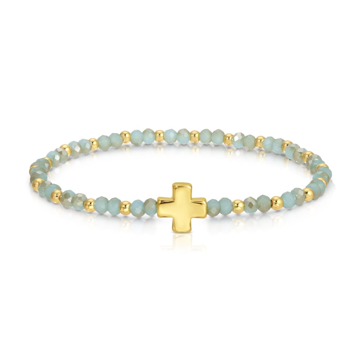 Colorful Balanced Cross Beaded Stretch Bracelet - Splendid Iris