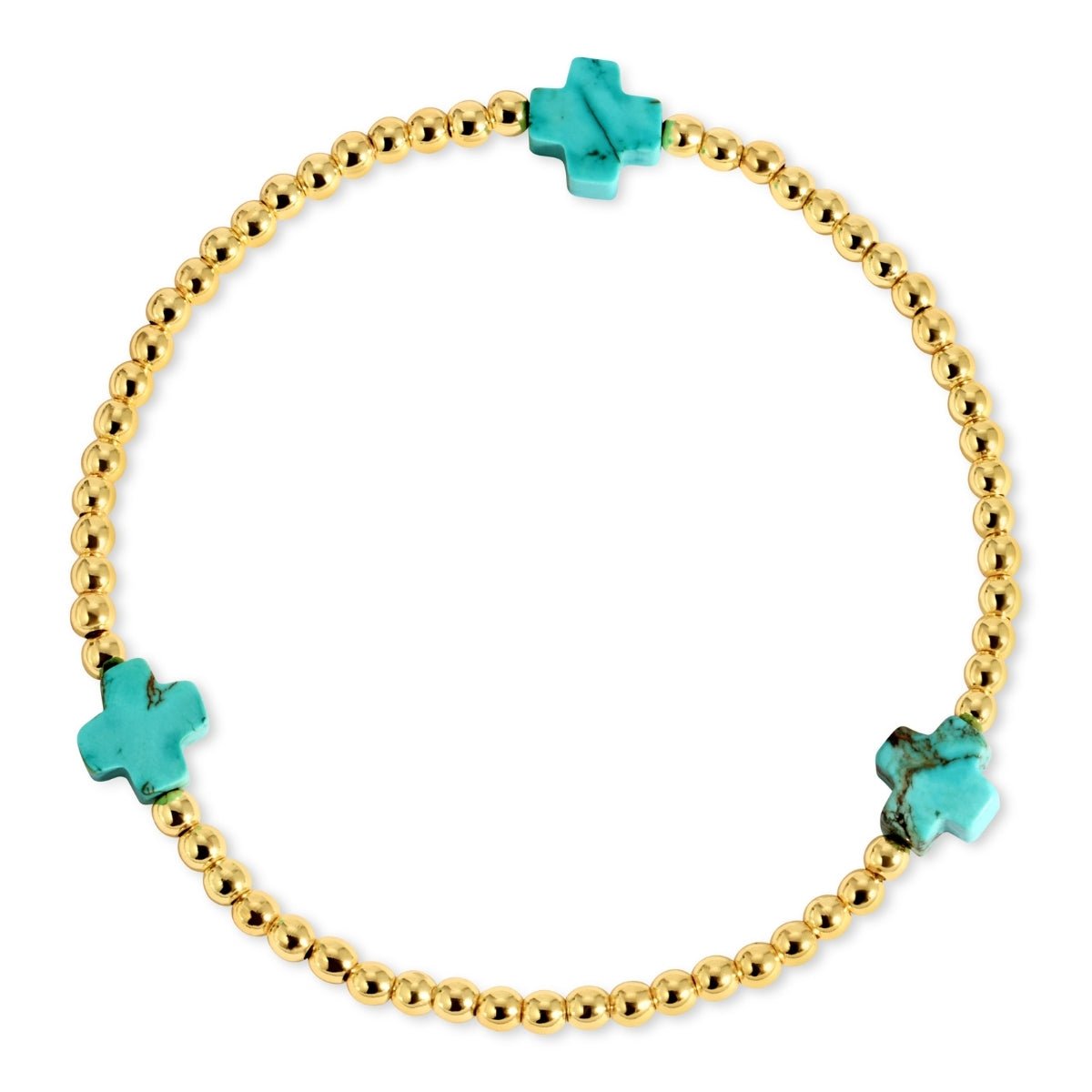 Balanced Turquoise Cross Stretch Bracelet - Splendid Iris