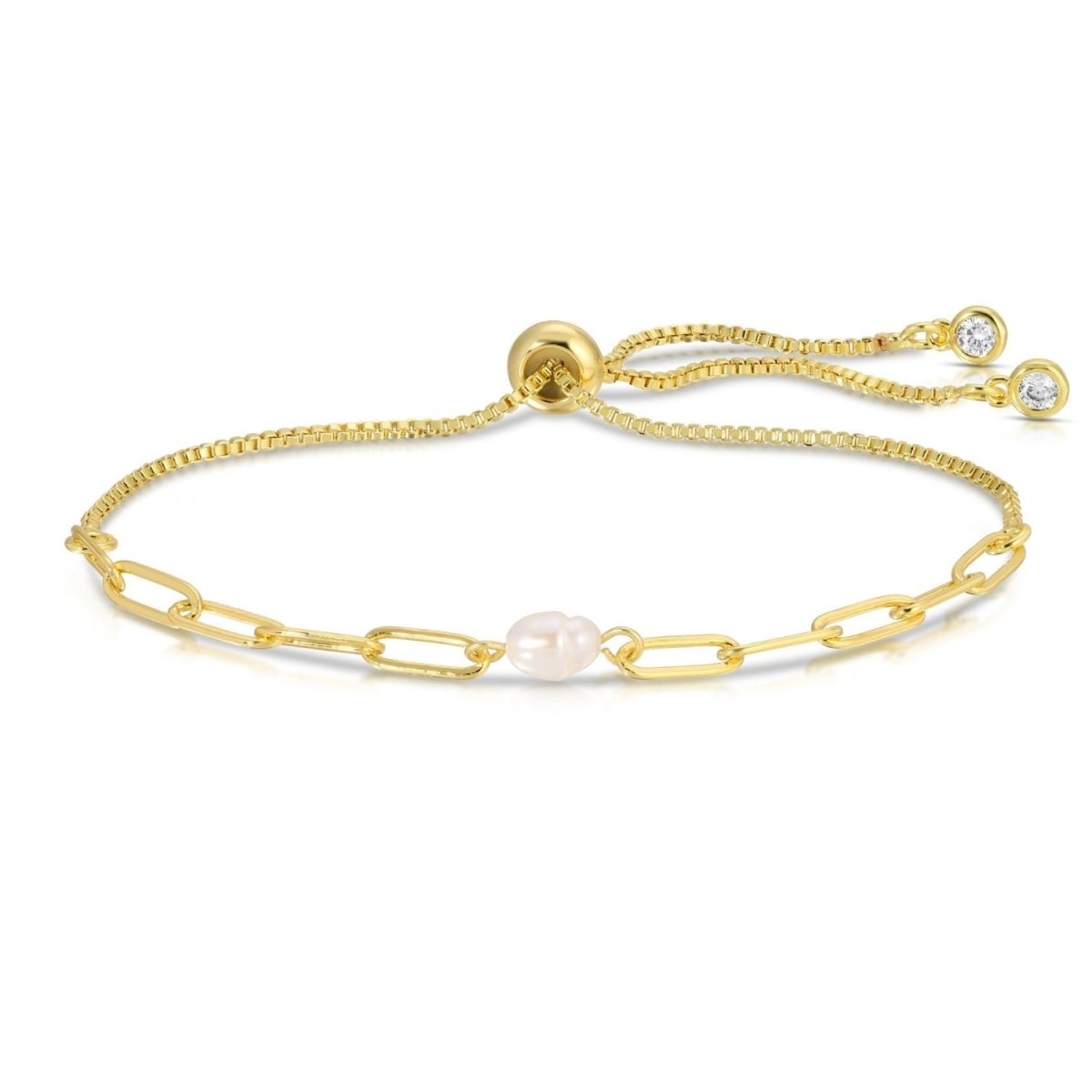 Delicate Link Chain Pearl Pulley Bracelet - Splendid Iris