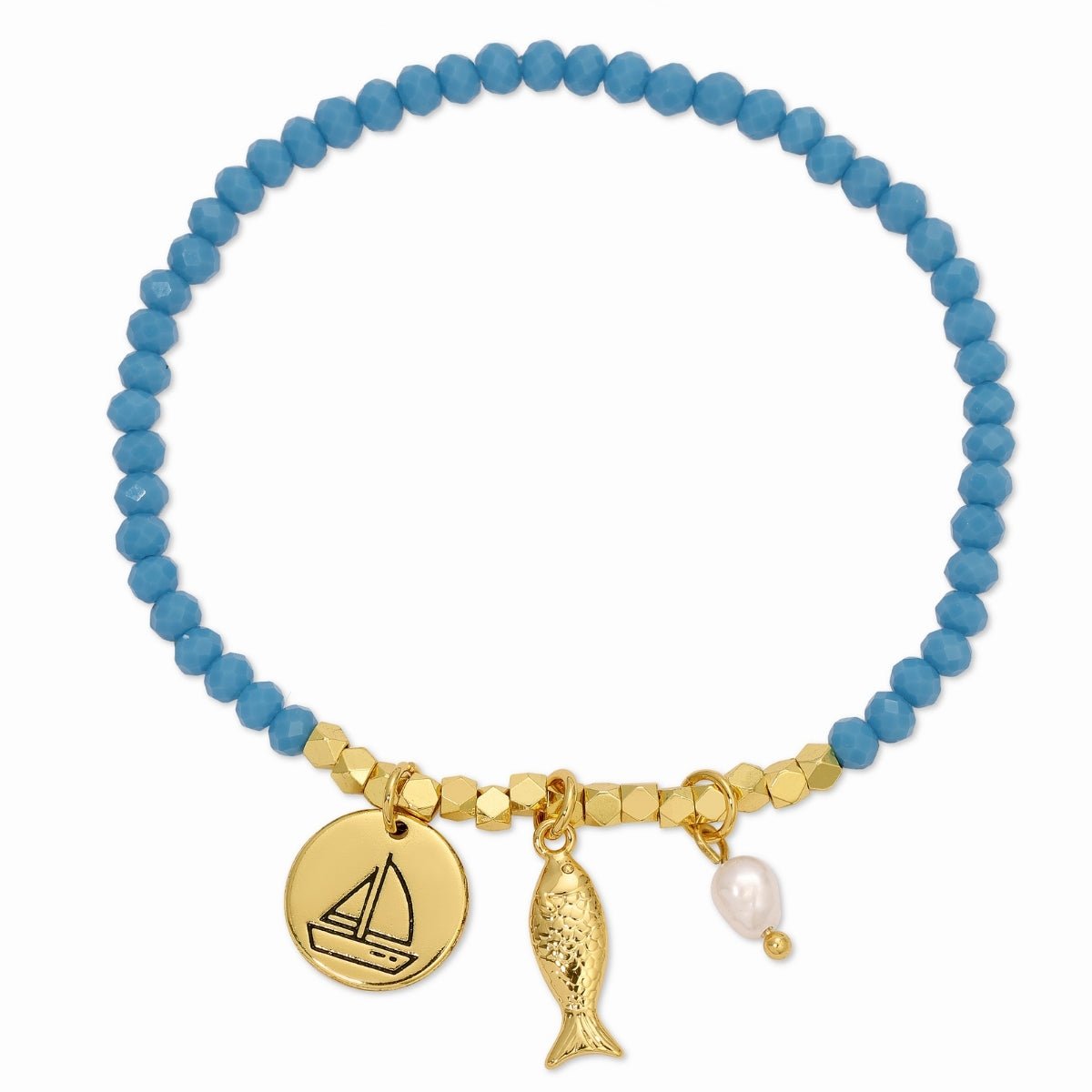 Sailboat and Fish Stretch Charm Bracelet - Splendid Iris