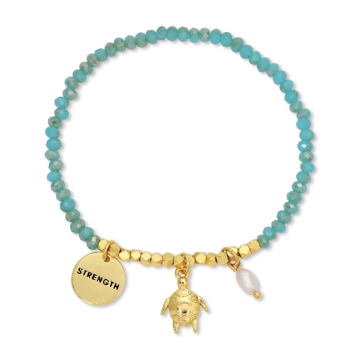 Turtle and Strength Stretch Charm Bracelet - Splendid Iris
